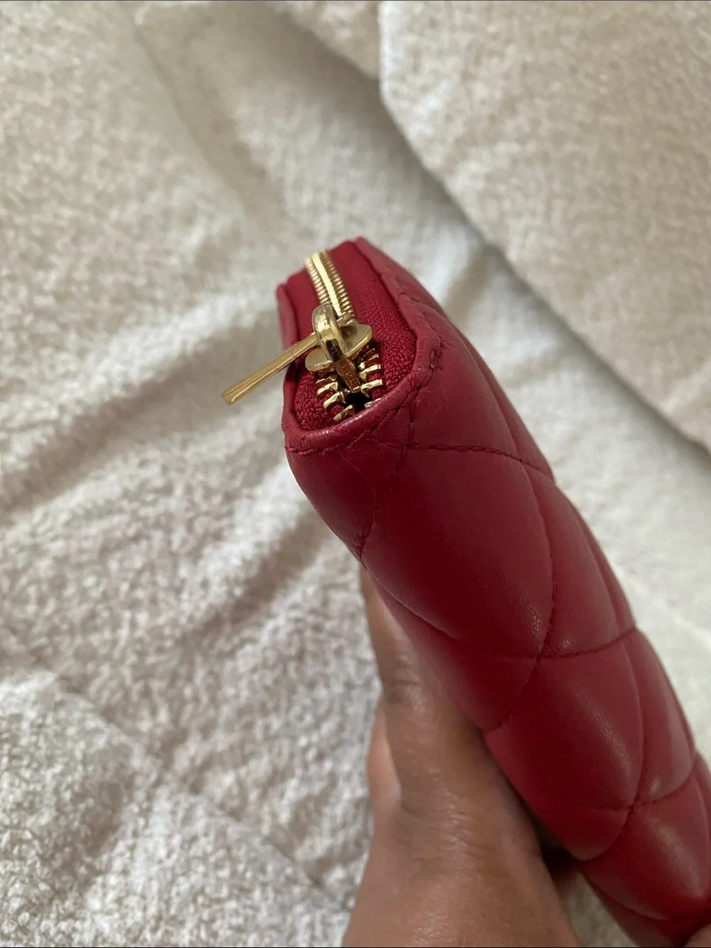 Michael Kors Quilted Red Leather Zip Around Continental Wallet w/ Gold Hardware